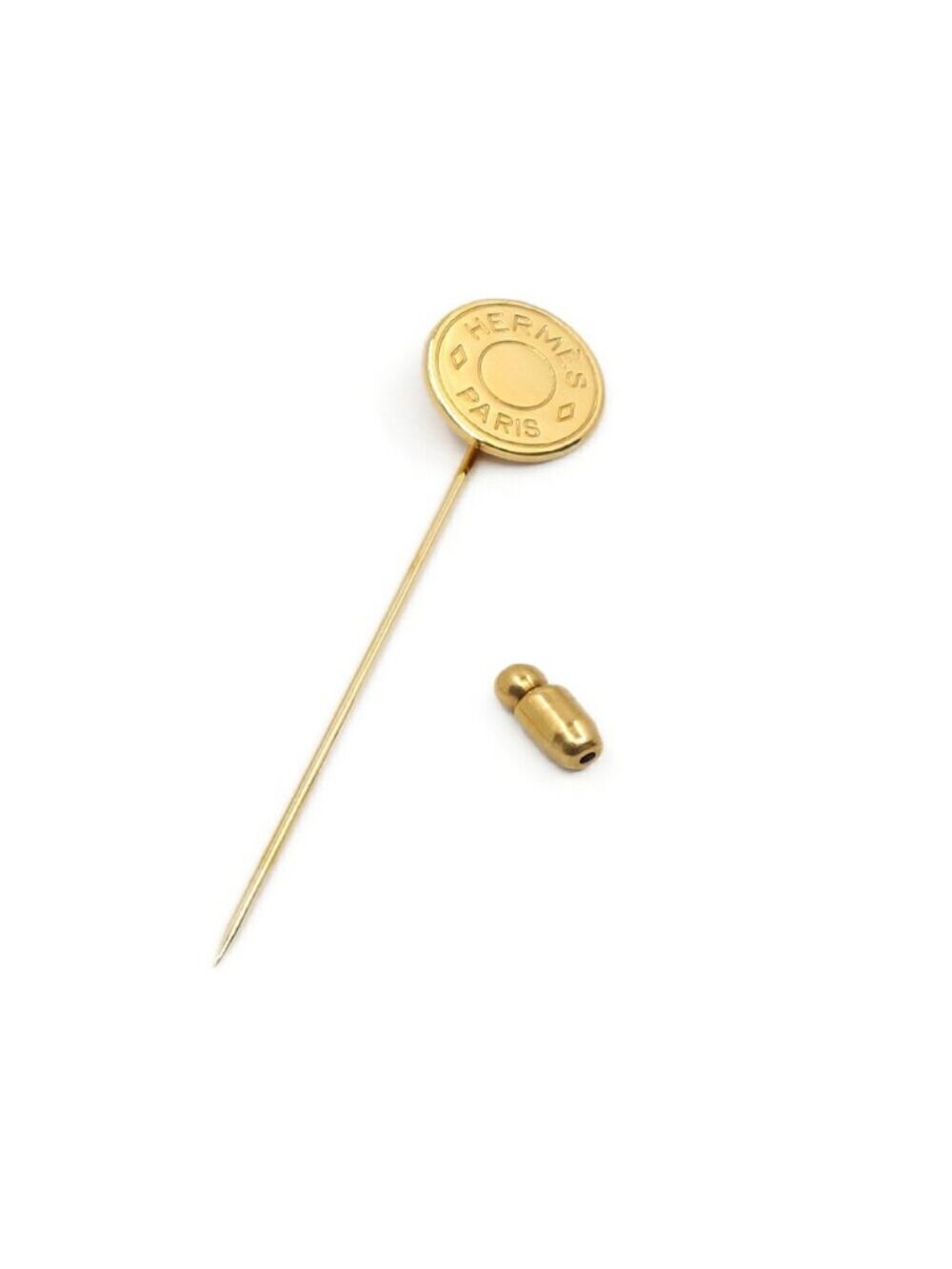 Hermes Sellier Brooch Gold Plated Pin